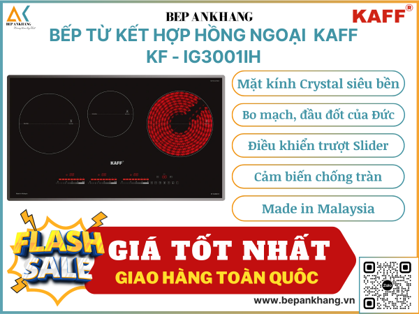 Bếp từ kết hợp hồng ngoại Kaff KF - IG3001IH - Made in Malaysia